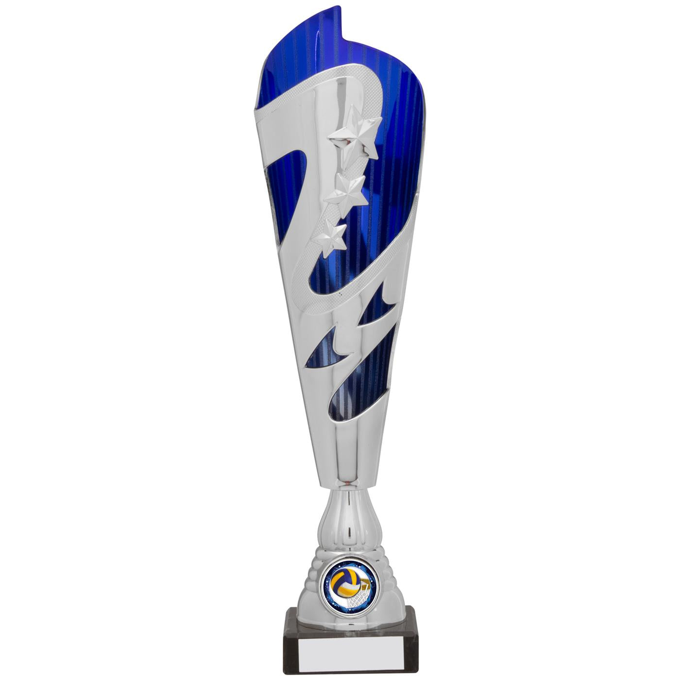 Blue and Silver Torch Trophy Award with Stars