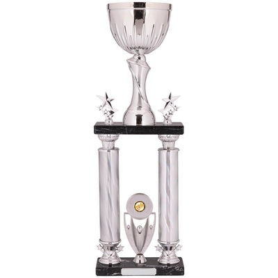 Tower Column Trophy Cup Award in Gold with Stars