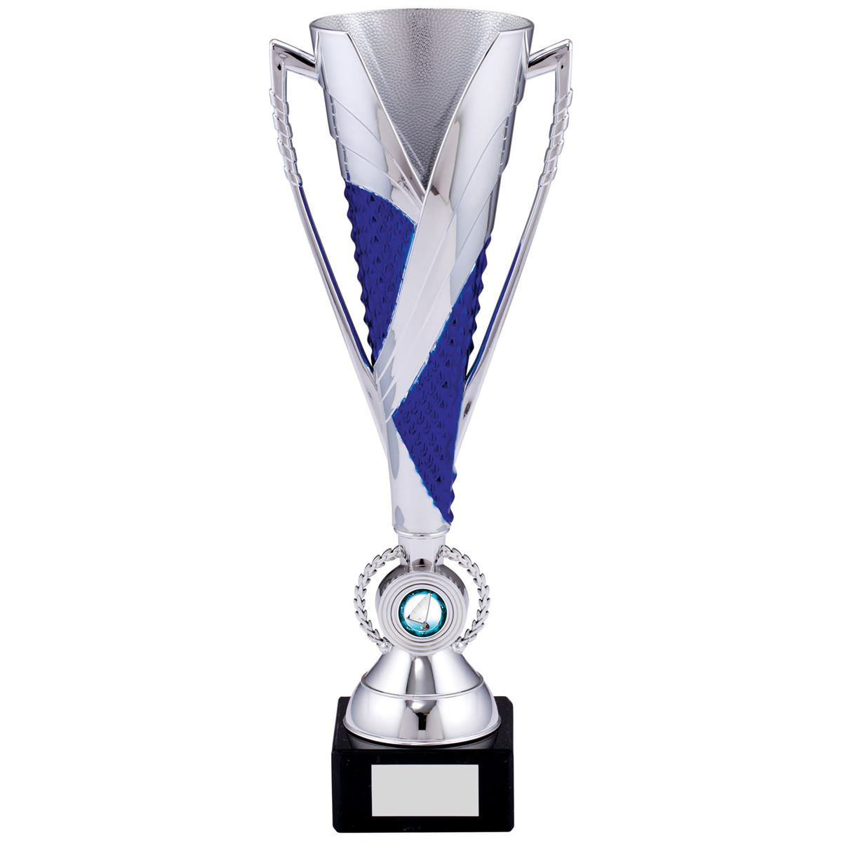 Silver Cup Trophy Tall in Silver and Blue - C Size