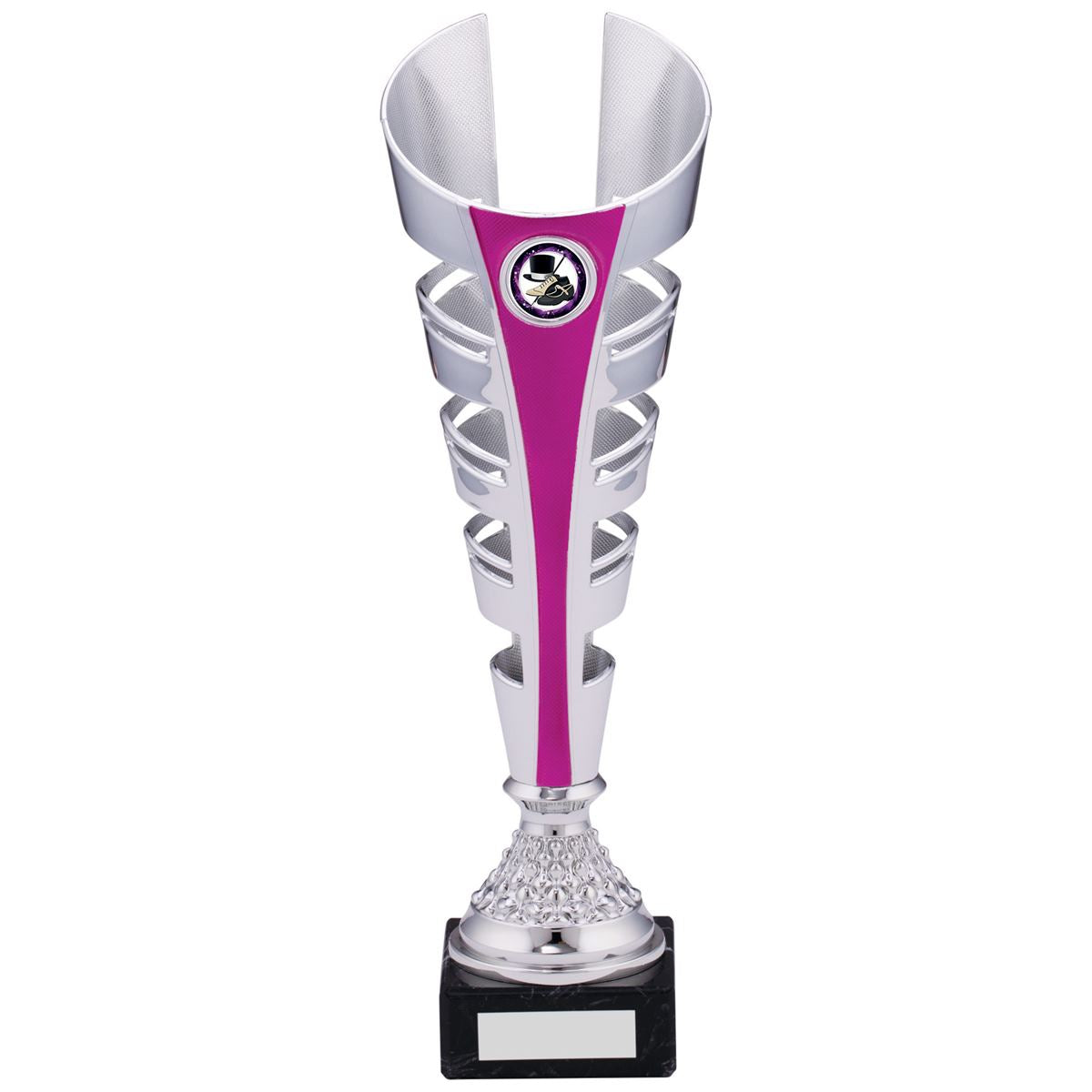 Silver Cone Trophy Silver and Pink Spiral Award - A Size