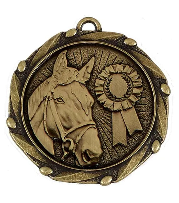 Horse Medal Antique Gold 4.5cm