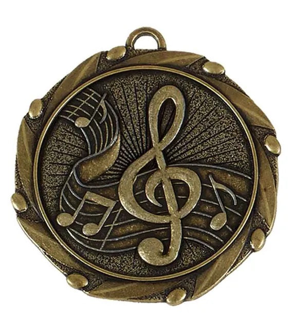 music medal antique gold 4 5cm