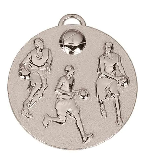 silver target basketball medal 5cm