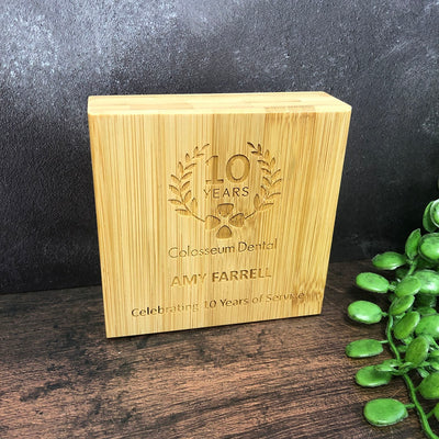 Bamboo Wooden Block Award - Small - Laser Engraved