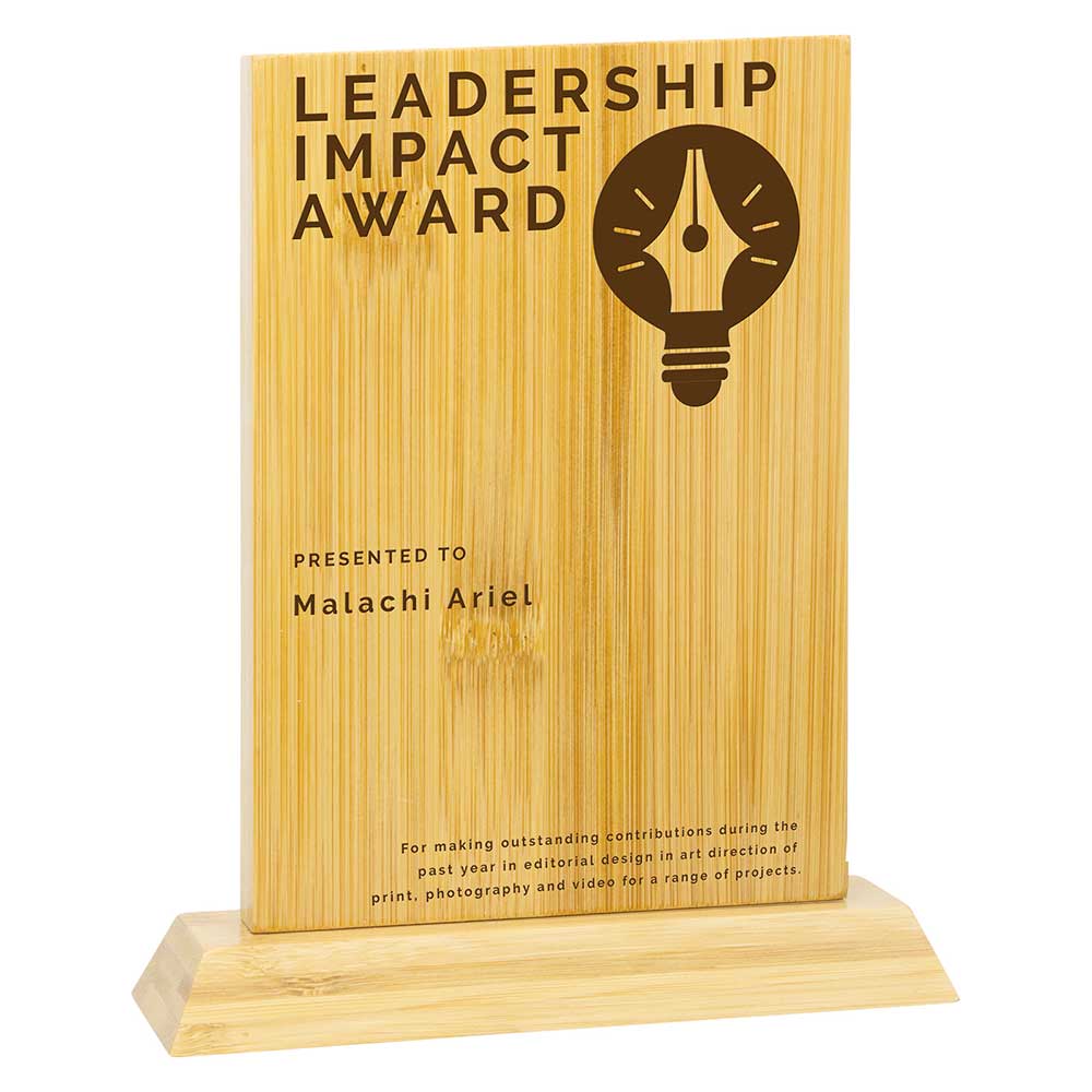 Kraken Bamboo Wooden Award Sustainable Trophy - Laser Engraved