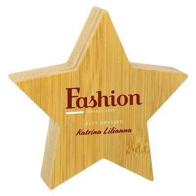 Superstar Bamboo Wooden Award Sustainable Trophy - Colour Printed