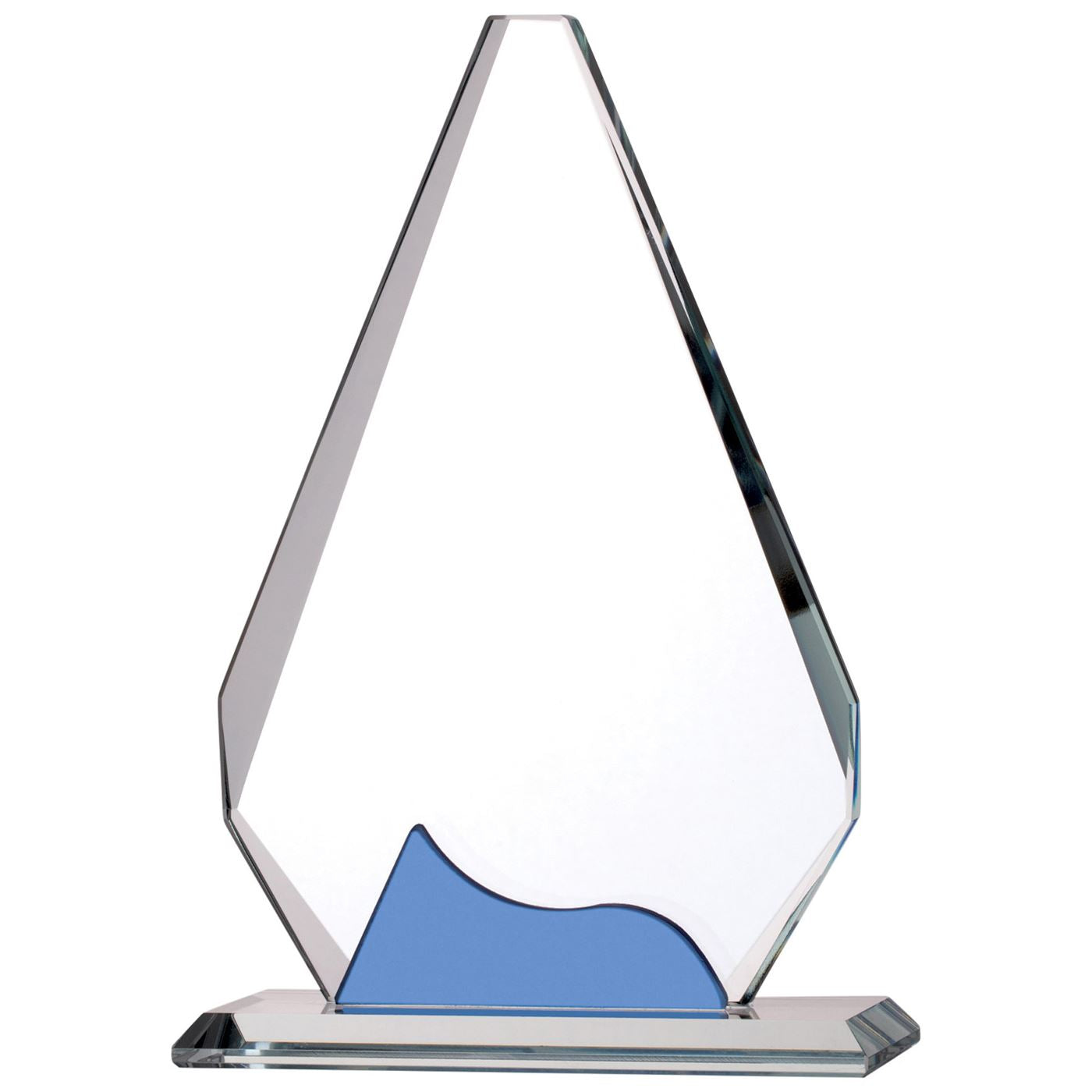 Clear Glass Trophy Award with Blue Decoration