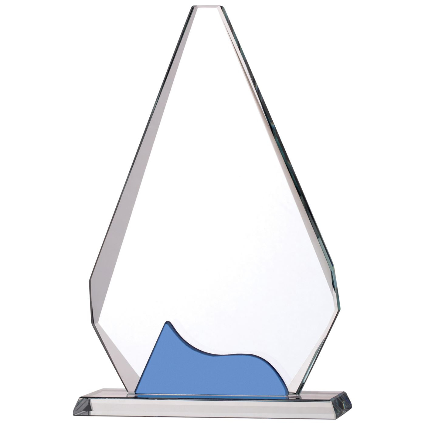 Clear Glass Trophy Award with Blue Decoration