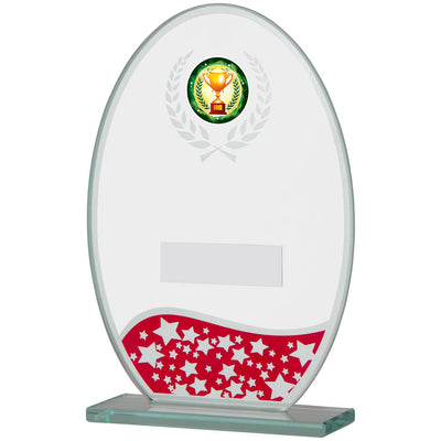 Red and Clear Glass Award with Crest and Stars