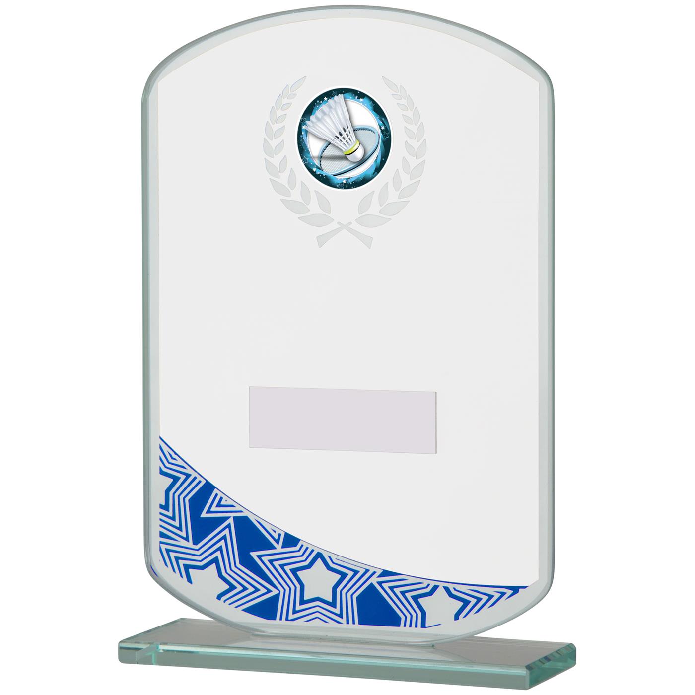 Blue and Clear Glass Award with Stars