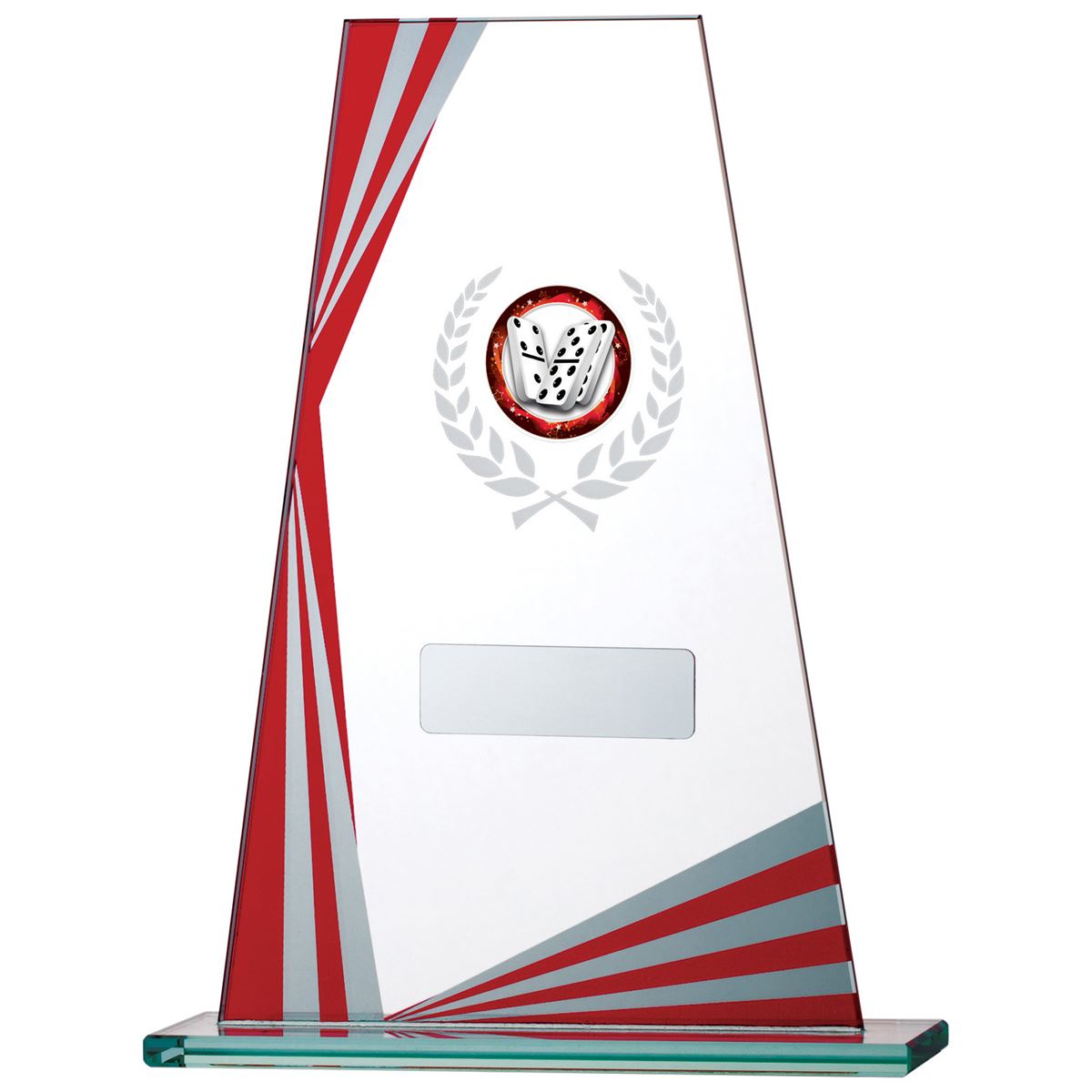 Corporate Glass Award with Red Glass and Mirror Edges