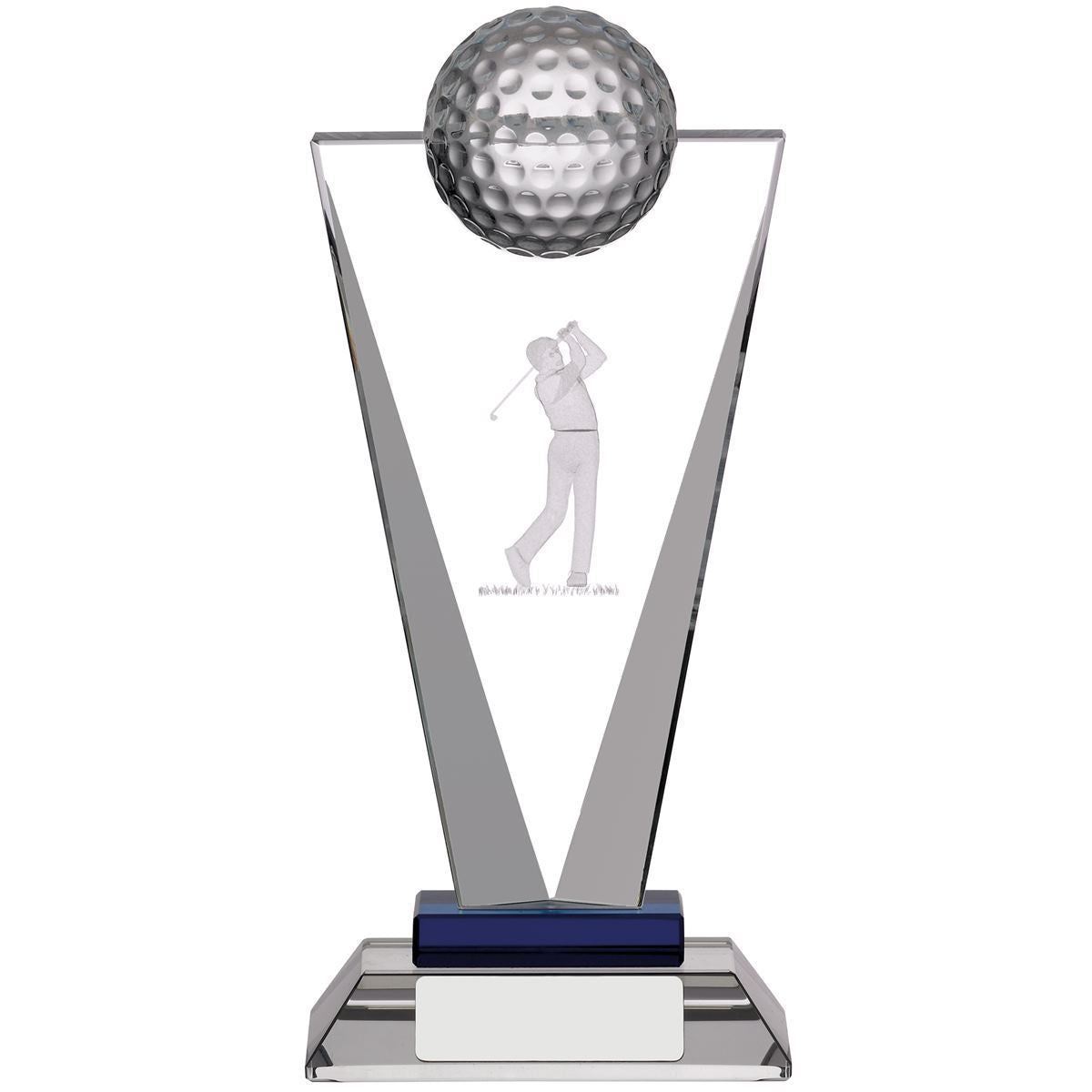 Glass Golf Award with 3D Golfing Figure