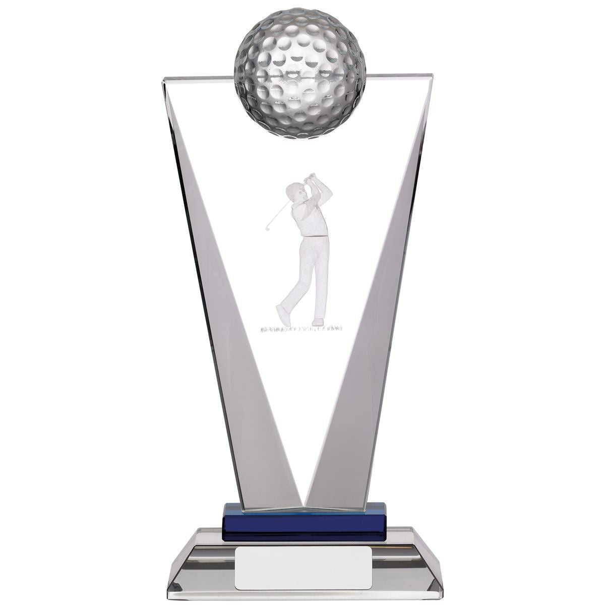 Glass Golf Award with 3D Golfing Figure