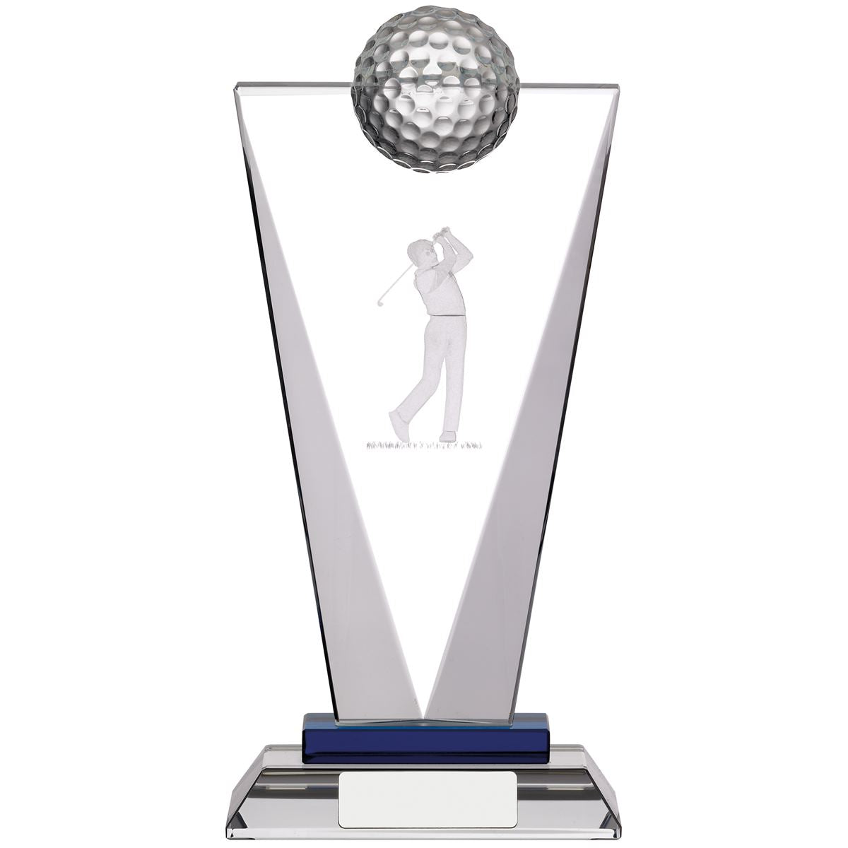 Glass Golf Award with 3D Golfing Figure