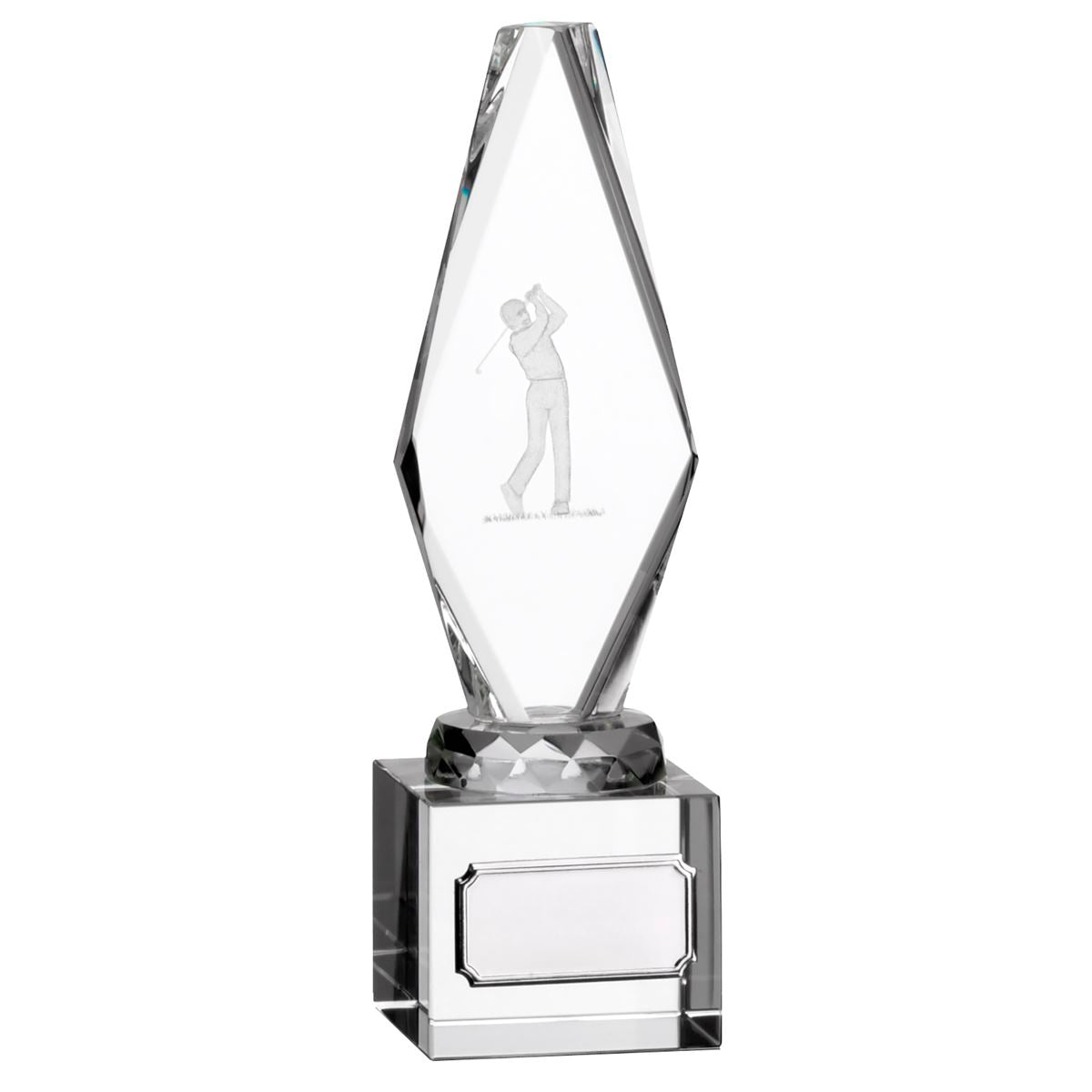 Mens Golf Glass Trophy with 3D Figure