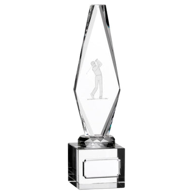 Mens Golf Glass Trophy with 3D Figure