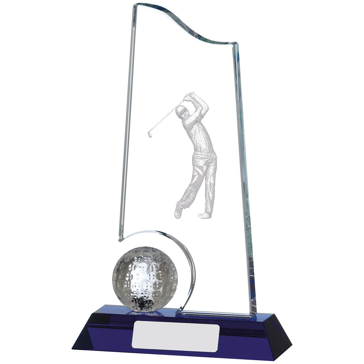 Mens Golfing Award Glass Trophy with 3D Figure