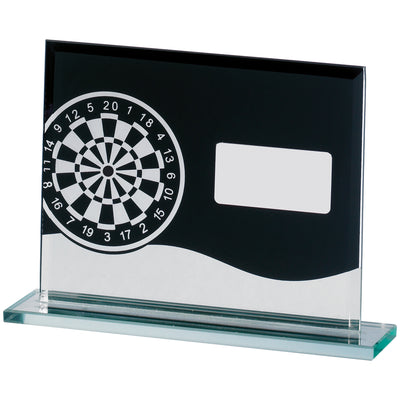 Darts Board Glass Award in Black and Clear