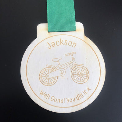 Personalised Cycling Wooden Medal