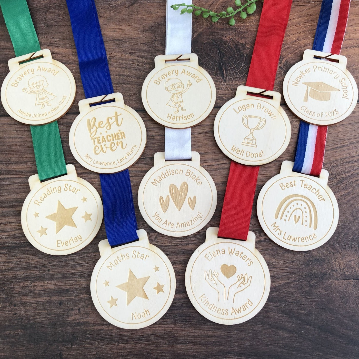 Personalised Bravery Super Boy Wooden Medal