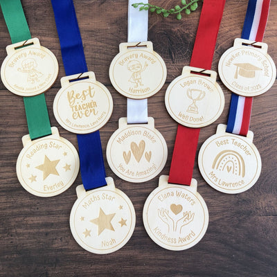 Personalised Bravery Super Boy Wooden Medal