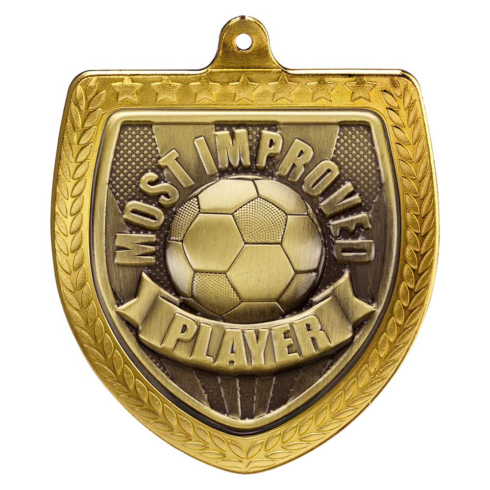 Cobra Most Improved Shield Football Medal 7.5cm