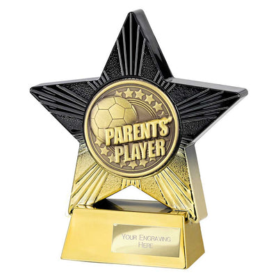 Superstar Parents Player Football Trophy Black Gold Award