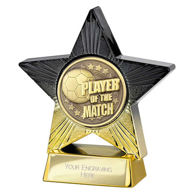 Superstar Player Of The Match Football Trophy Black Gold Award