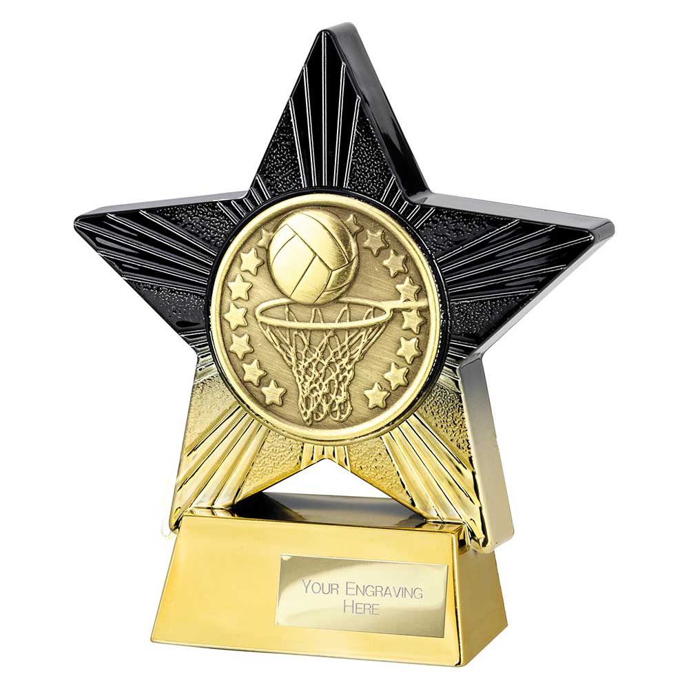 Superstar Netball Trophy Award Black And Gold