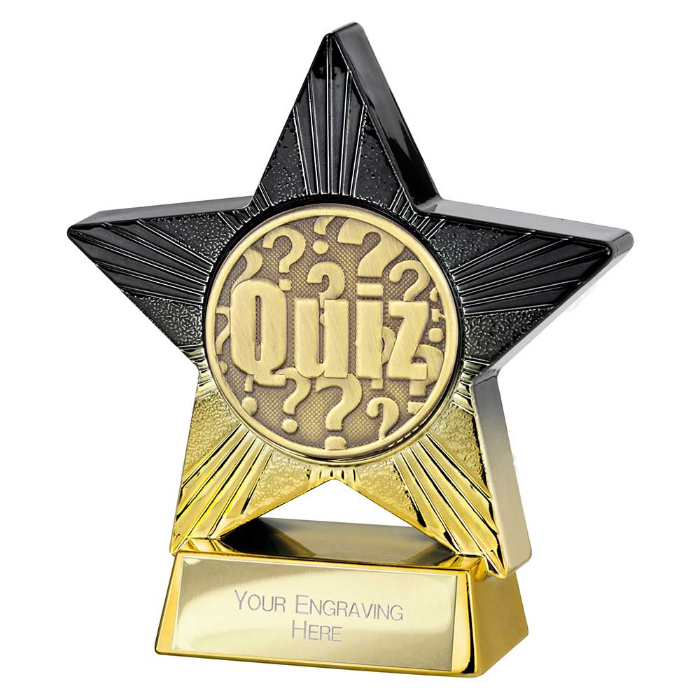 Superstar Quiz Trophy Award Black And Gold