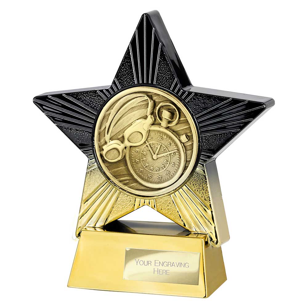 Superstar Swimming Trophy Award Black And Gold