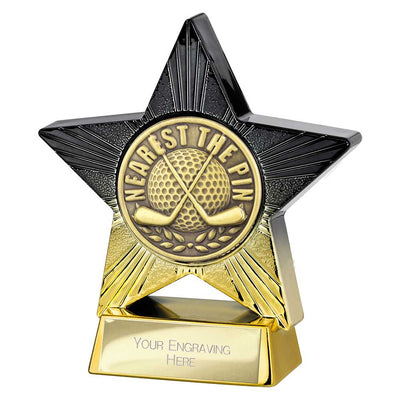 Superstar Nearest The Pin Golf Trophy Award Black And Gold