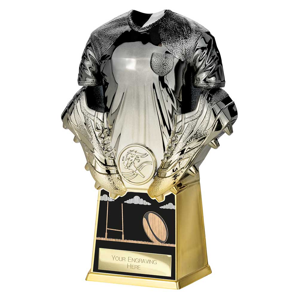 Invincible Rugby Shirt Trophy Award Heavyweight Gunmetal And Gold