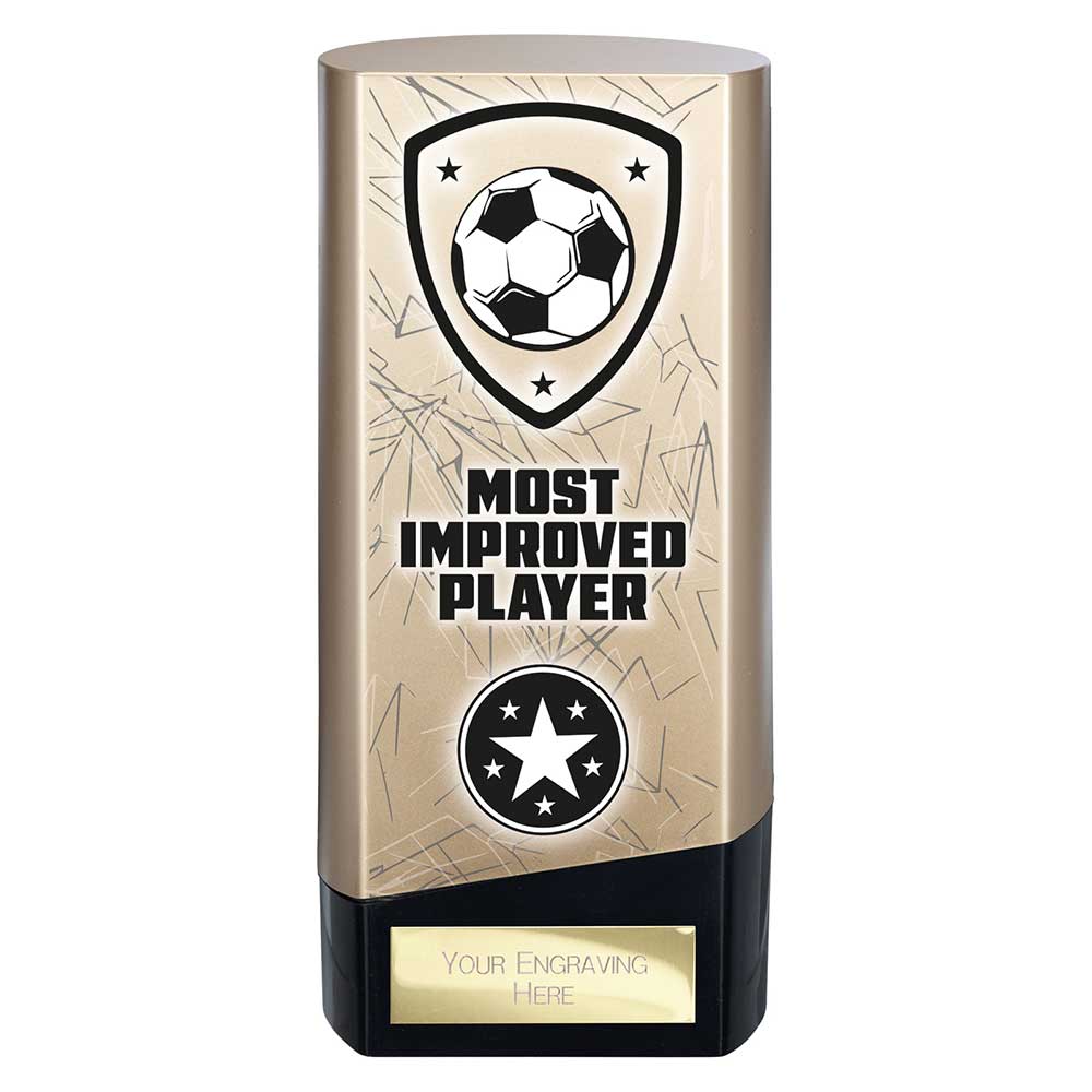 Prime Heavyweight Most Improved Player Football Award Trophy Gold Black