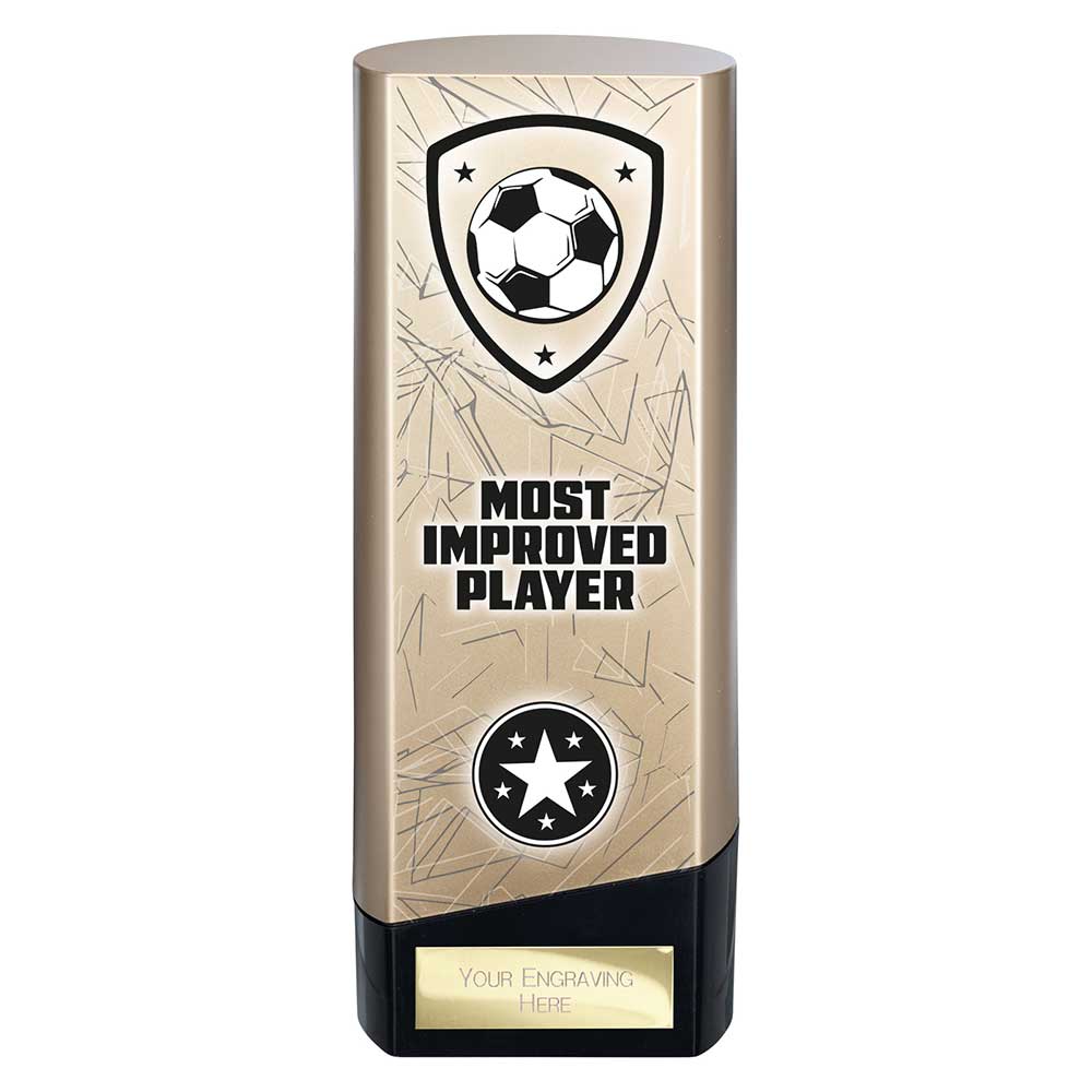 Prime Heavyweight Most Improved Player Football Award Trophy Gold Black