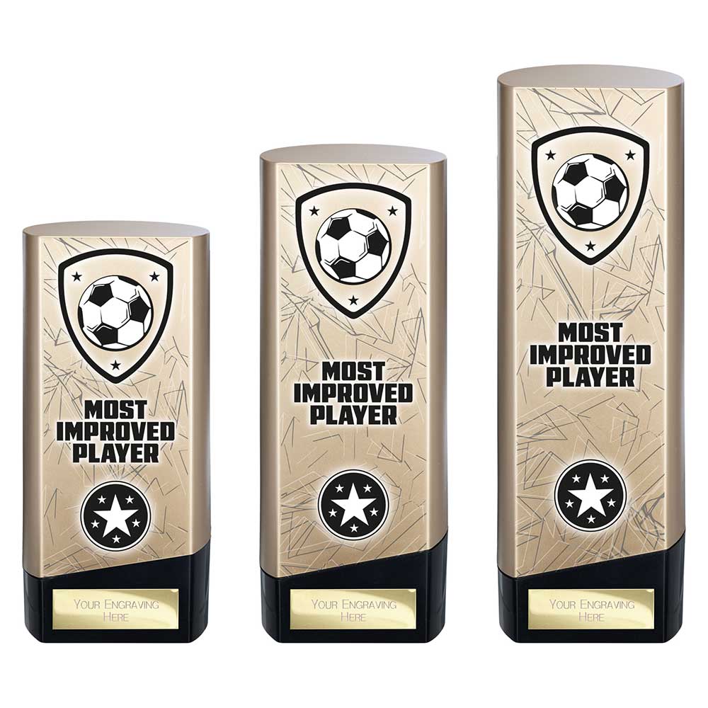 Prime Heavyweight Most Improved Player Football Award Trophy Gold Black