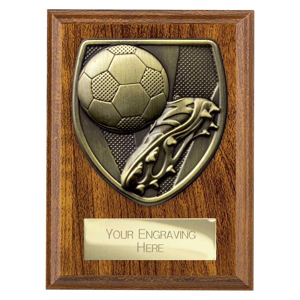 Cobra Football Boot Ball Award Plaque Trophy Walnut