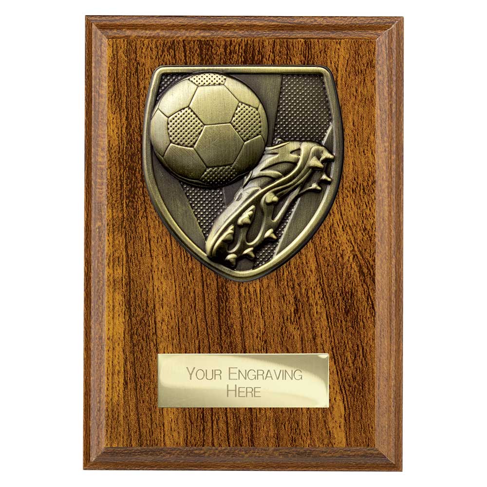 Cobra Football Boot Ball Award Plaque Trophy Walnut