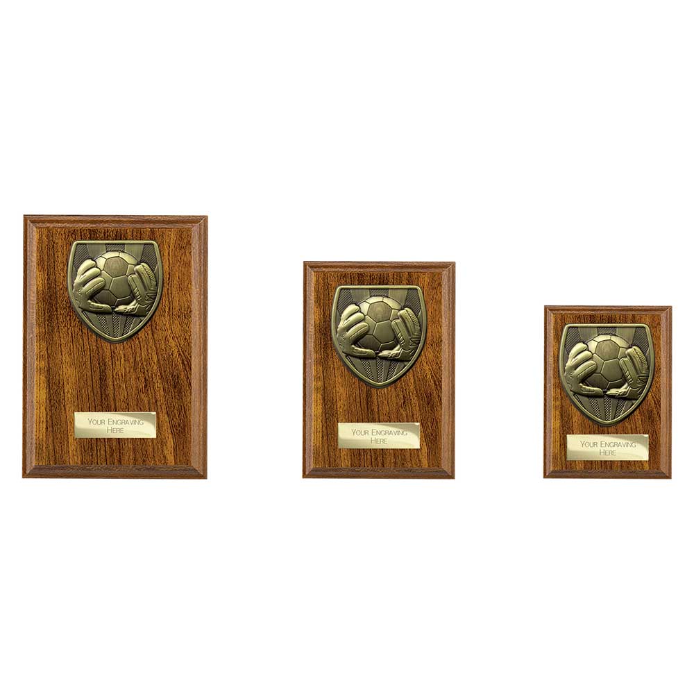 Cobra Football Goal Keeper Award Plaque Trophy Walnut