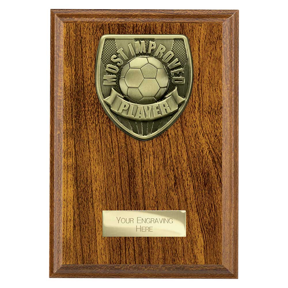 Cobra Plaque Most Improved Player Football Trophy Award Walnut