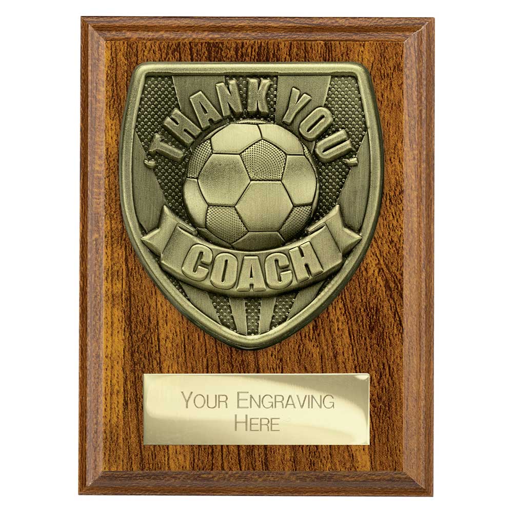 Cobra Plaque Thank you Coach Football Trophy Award - Walnut