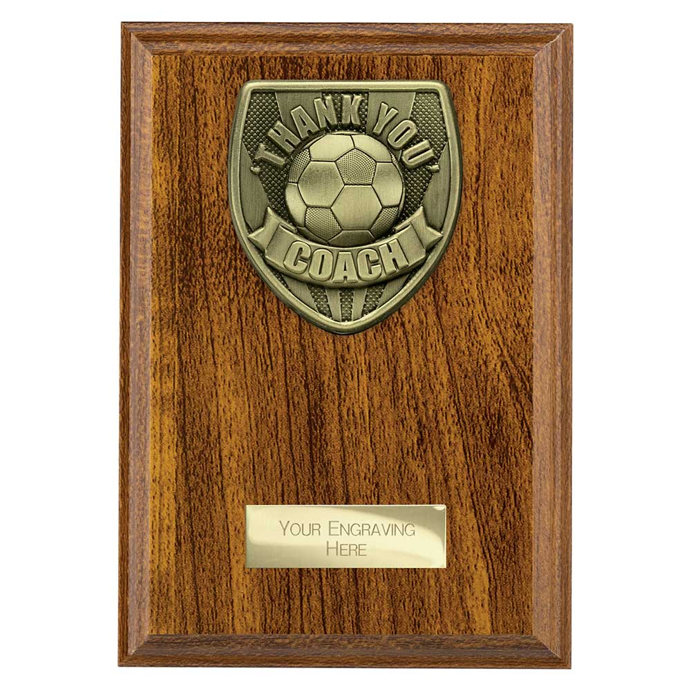 Cobra Plaque Thank you Coach Football Trophy Award - Walnut