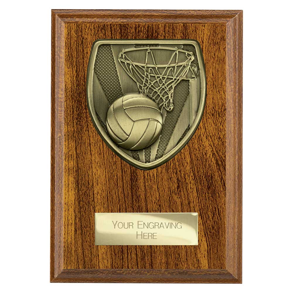 Cobra Netball Plaque Award Walnut