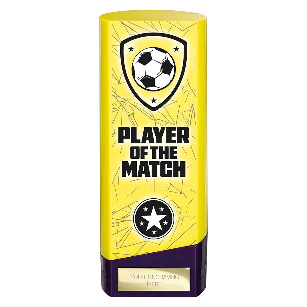 Prime Heavyweight Player Of The Match Football Award Trophy Yellow Purple