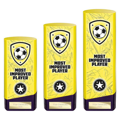 Prime Heavyweight Most Improved Player Football Award Trophy Yellow Purple