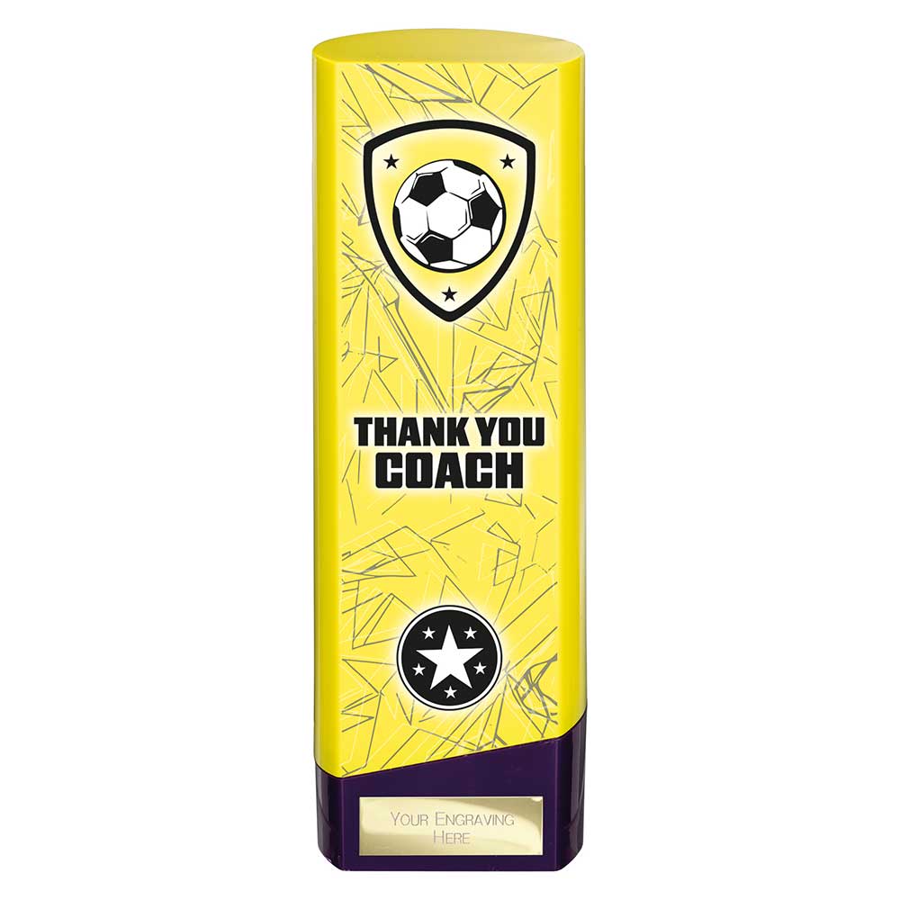 Prime Heavyweight Thank You Coach Football Award Trophy Yellow Purple