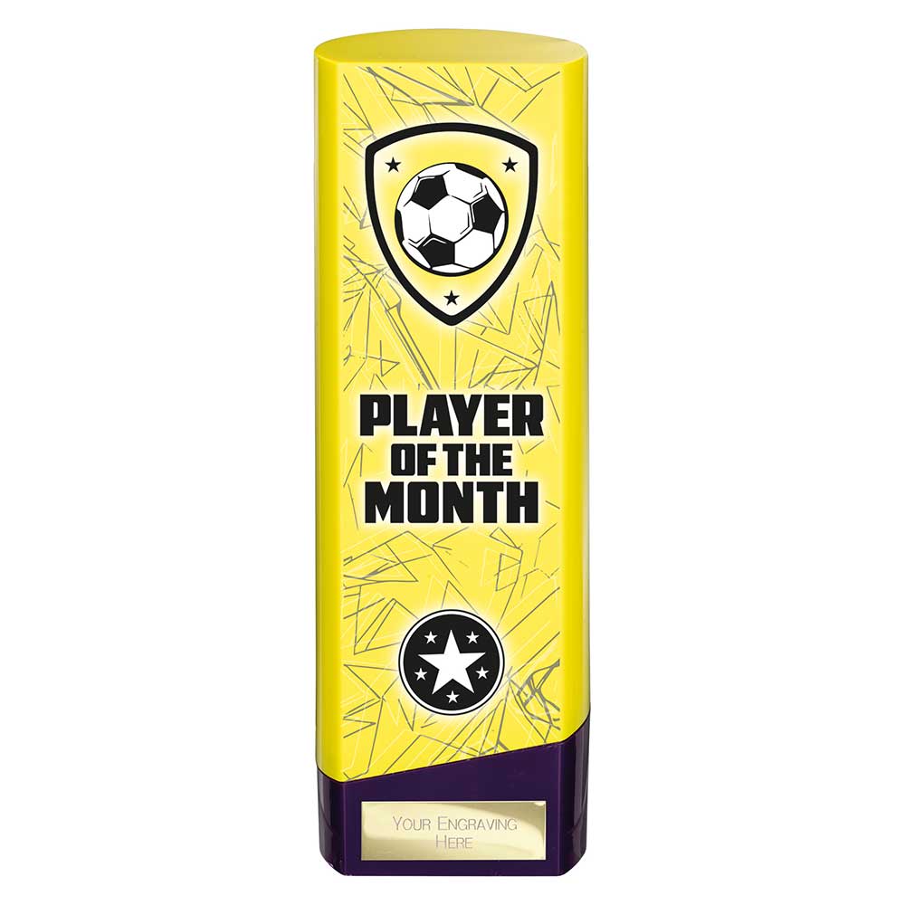 Prime Heavyweight Player Of The Month Football Award Trophy Yellow Purple