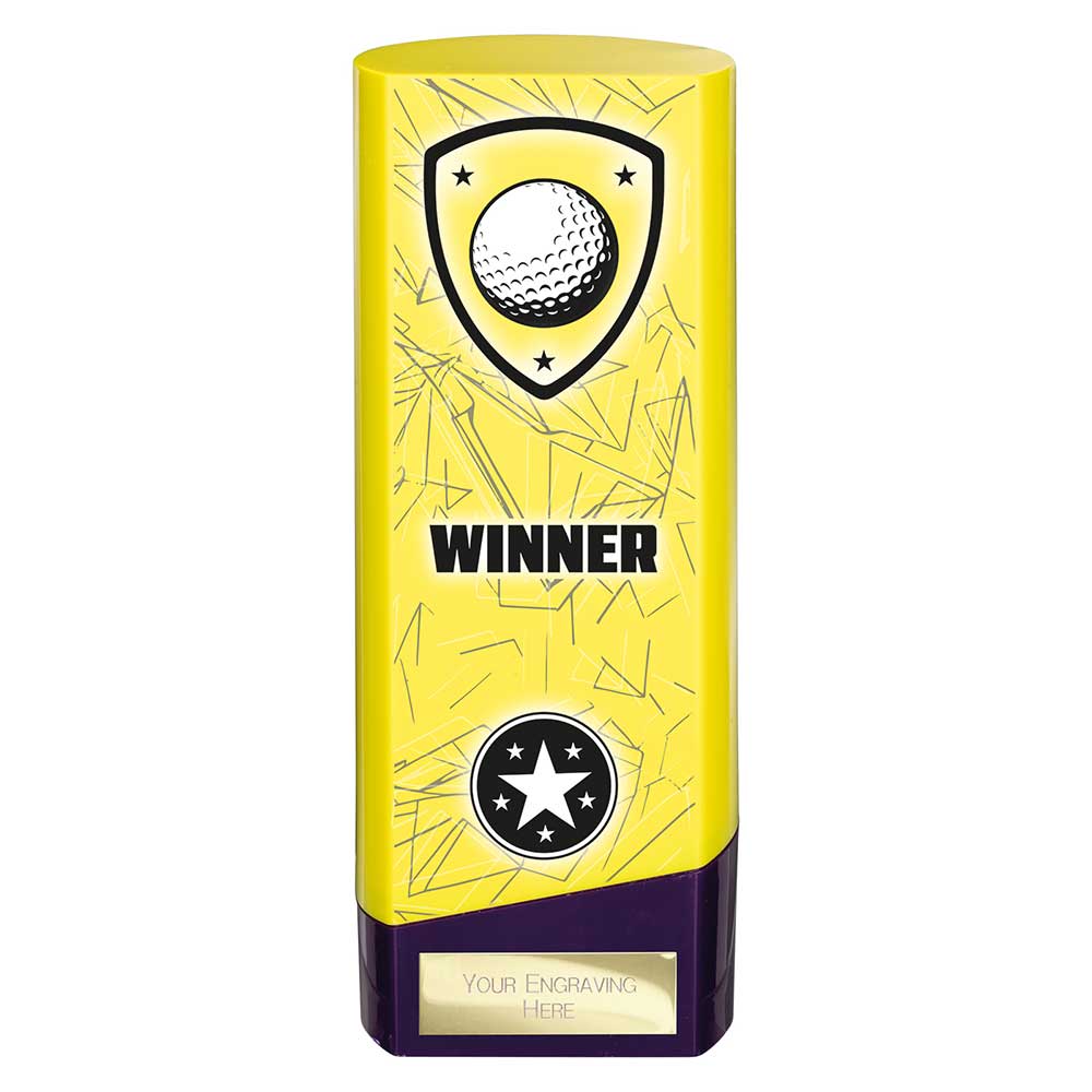 Prime Golf Heavyweight Trophy Award Yellow And Purple