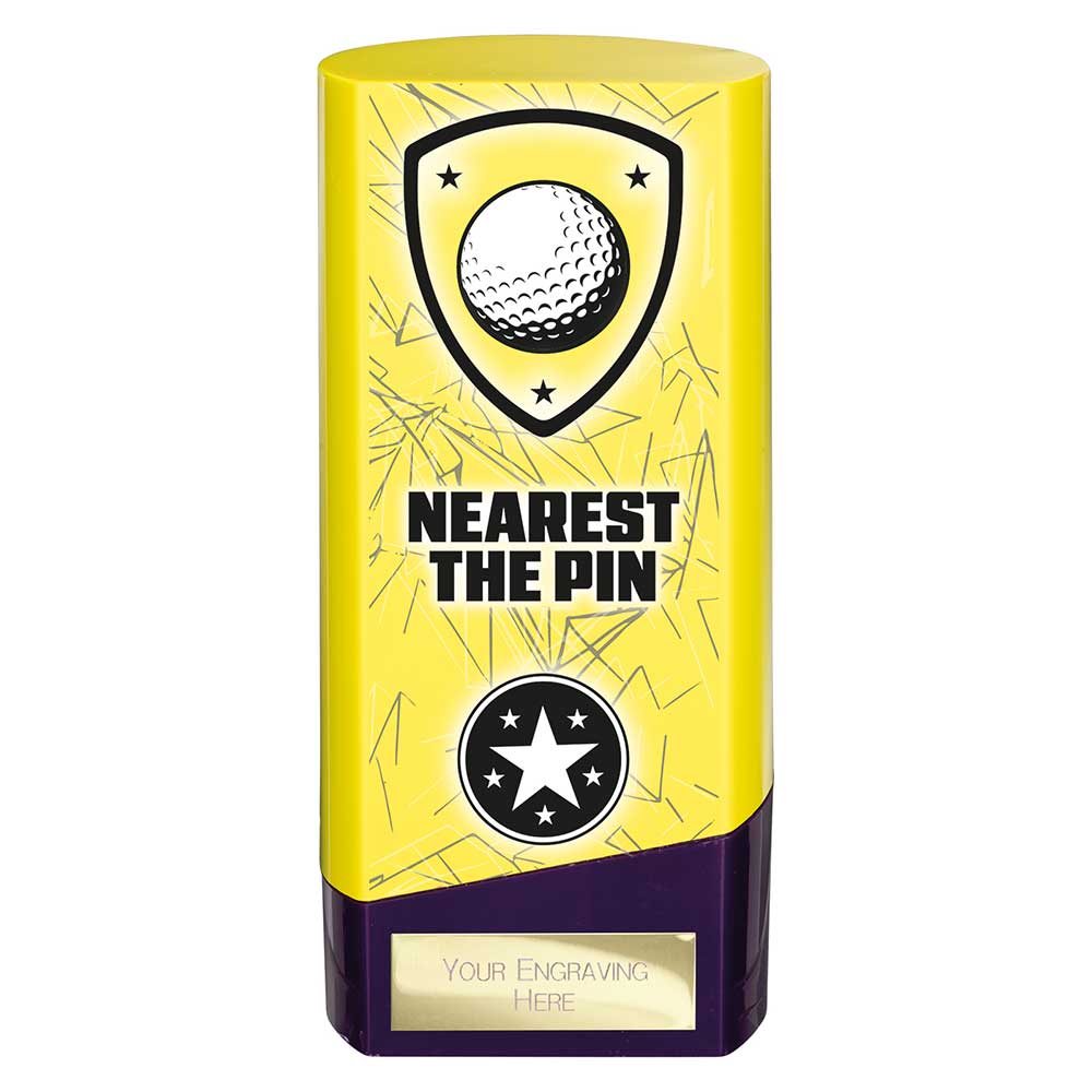 Prime Golf Nearest The Pin Heavyweight Trophy Award Yellow And Purple