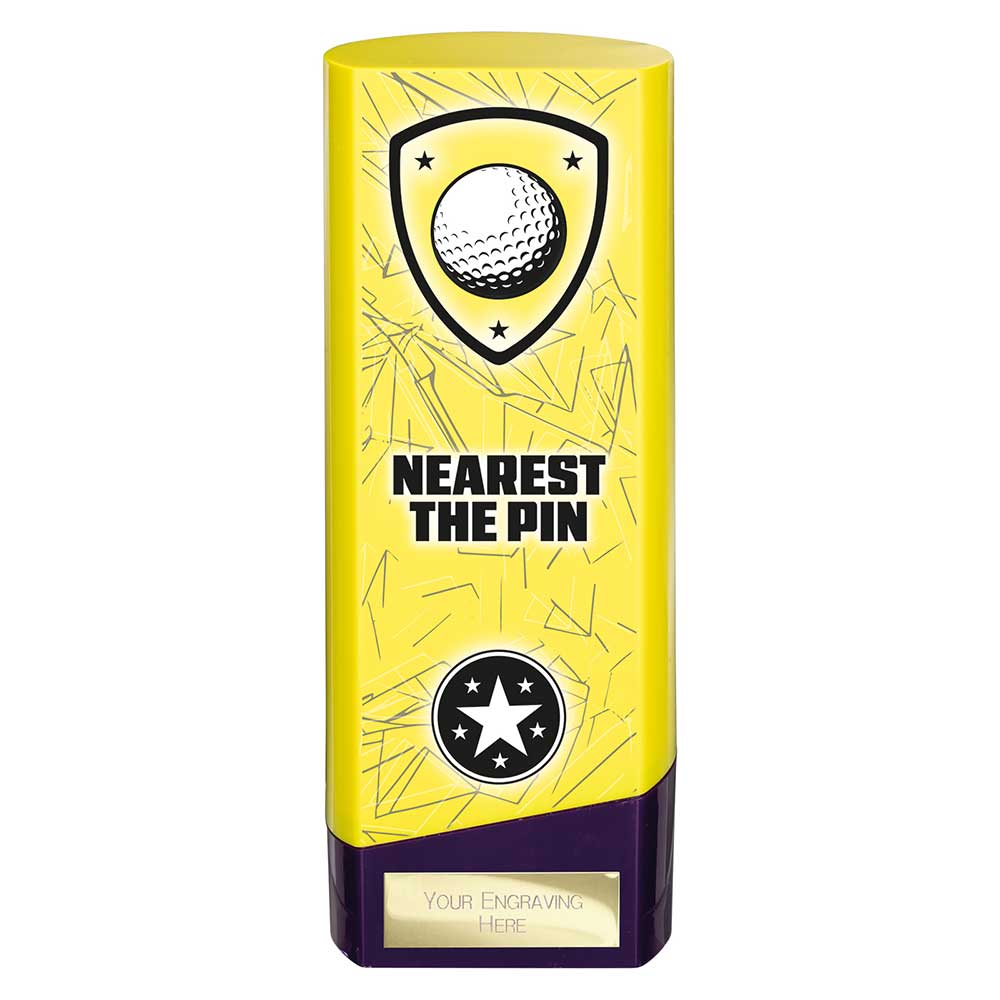 Prime Golf Nearest The Pin Heavyweight Trophy Award Yellow And Purple